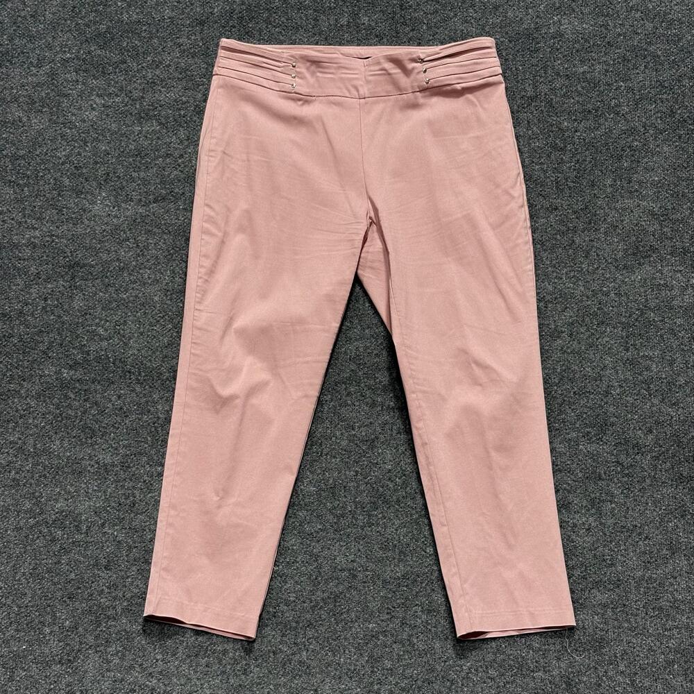 Glimpse Pants Womens PXL Pink Twill Ankle Slim Pull On Studded Waist Stretch